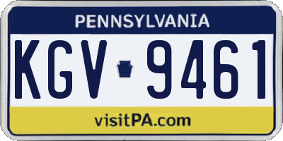 PA license plate KGV9461