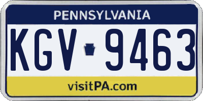 PA license plate KGV9463
