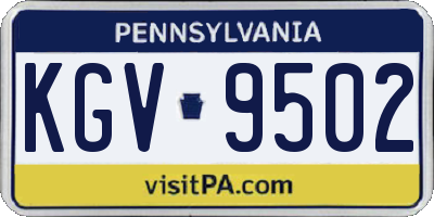 PA license plate KGV9502