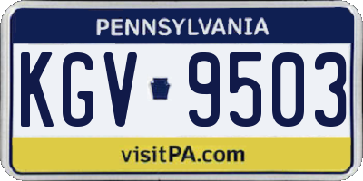 PA license plate KGV9503