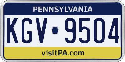 PA license plate KGV9504