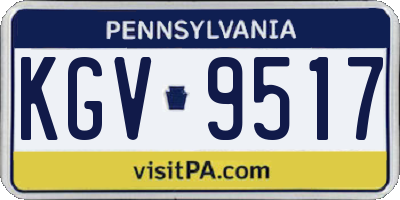 PA license plate KGV9517