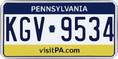 PA license plate KGV9534