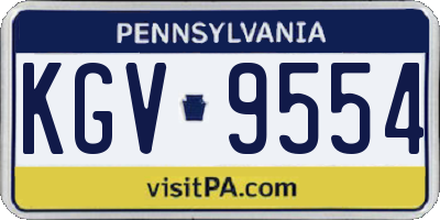 PA license plate KGV9554