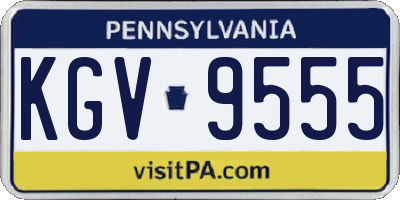 PA license plate KGV9555