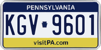 PA license plate KGV9601