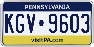 PA license plate KGV9603