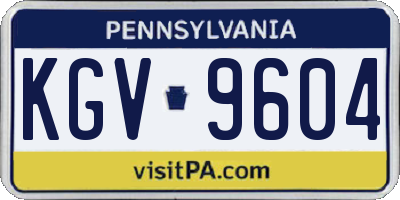 PA license plate KGV9604