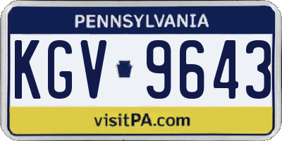 PA license plate KGV9643