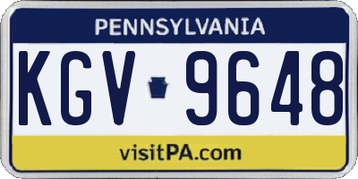 PA license plate KGV9648