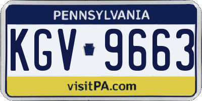 PA license plate KGV9663