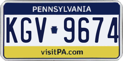 PA license plate KGV9674