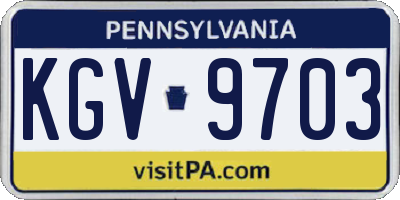 PA license plate KGV9703