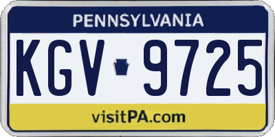PA license plate KGV9725