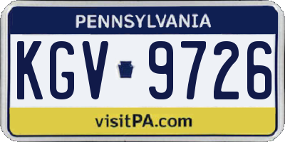 PA license plate KGV9726