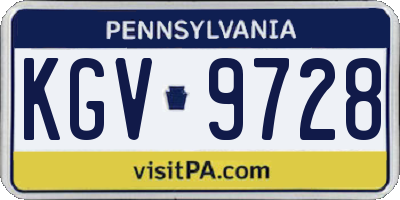 PA license plate KGV9728