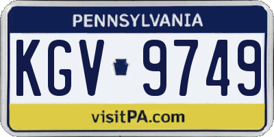PA license plate KGV9749