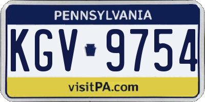 PA license plate KGV9754