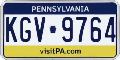PA license plate KGV9764