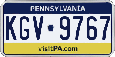 PA license plate KGV9767