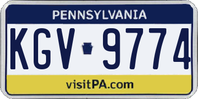 PA license plate KGV9774