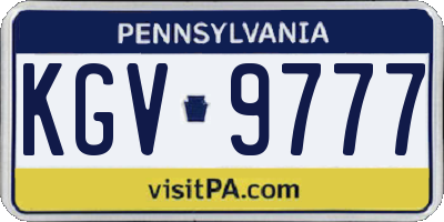 PA license plate KGV9777