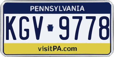 PA license plate KGV9778