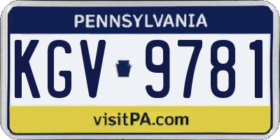 PA license plate KGV9781