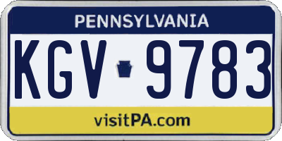 PA license plate KGV9783