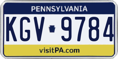 PA license plate KGV9784