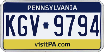 PA license plate KGV9794