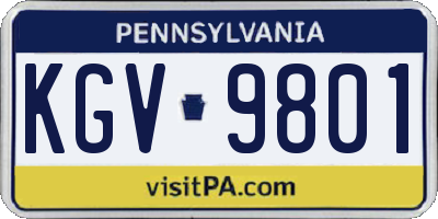 PA license plate KGV9801