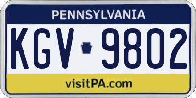 PA license plate KGV9802