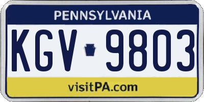 PA license plate KGV9803