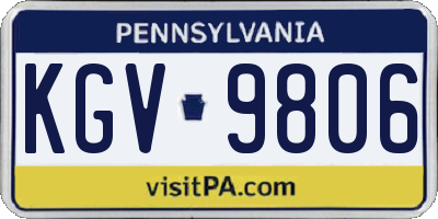 PA license plate KGV9806
