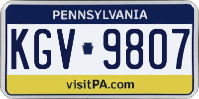 PA license plate KGV9807