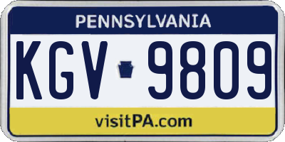 PA license plate KGV9809
