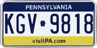 PA license plate KGV9818