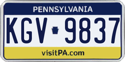 PA license plate KGV9837