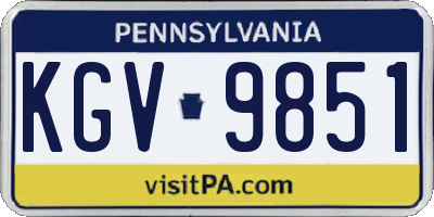 PA license plate KGV9851