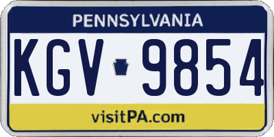 PA license plate KGV9854