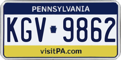 PA license plate KGV9862