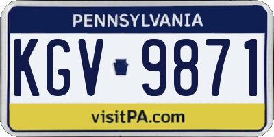 PA license plate KGV9871