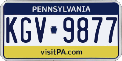 PA license plate KGV9877