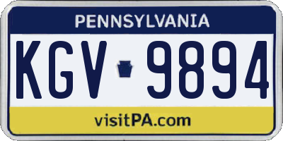 PA license plate KGV9894