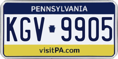 PA license plate KGV9905