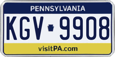 PA license plate KGV9908