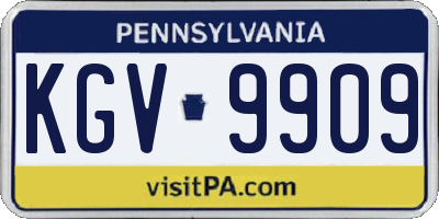PA license plate KGV9909