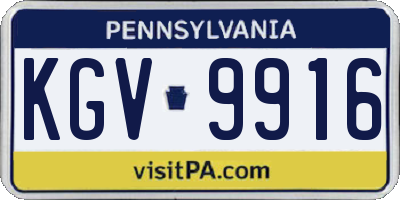 PA license plate KGV9916