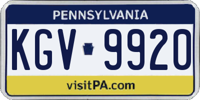 PA license plate KGV9920